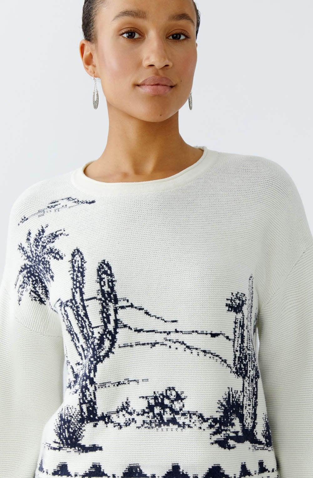 White and Blue Desert Jacquard Jumper