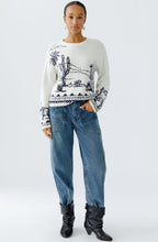 White and Blue Desert Jacquard Jumper