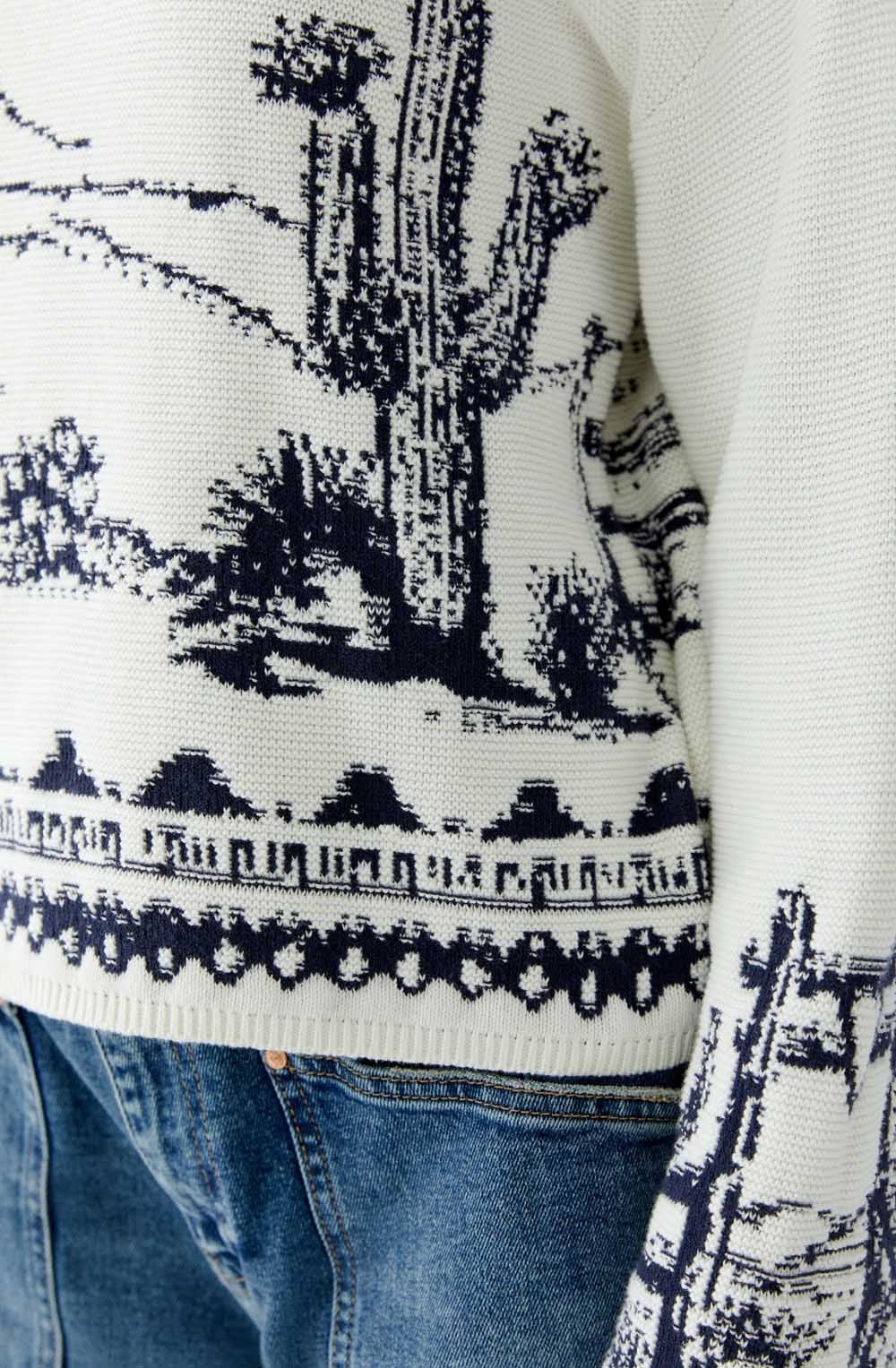 White and Blue Desert Jacquard Jumper