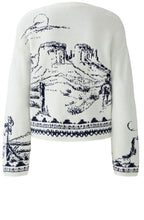 White and Blue Desert Jacquard Jumper