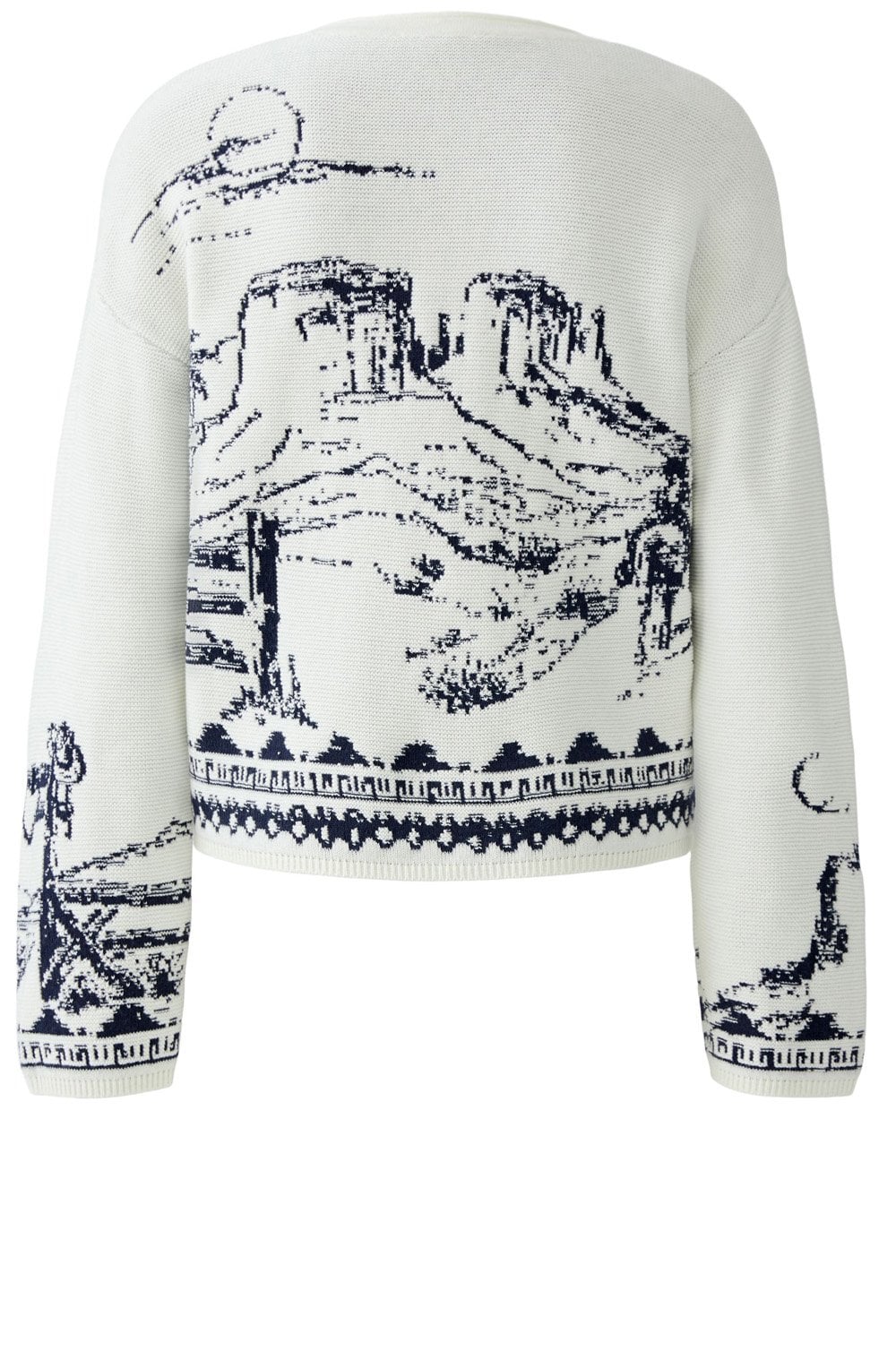 White and Blue Desert Jacquard Jumper