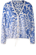 White and Blue Faded Pattern Cardigan