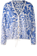 White and Blue Faded Pattern Cardigan