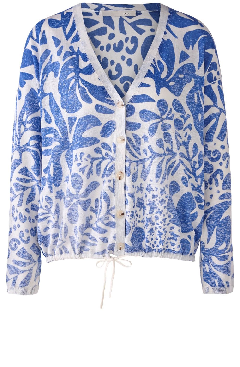 White and Blue Faded Pattern Cardigan