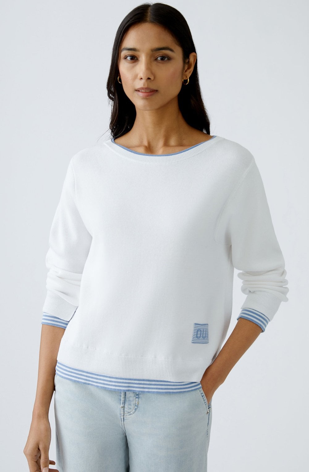White and Blue Layer Effect Jumper