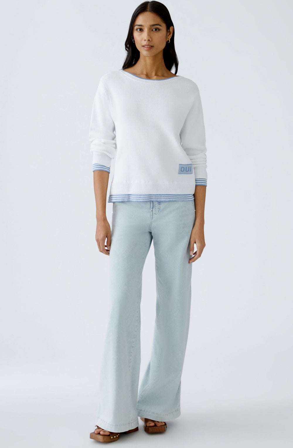 White and Blue Layer Effect Jumper