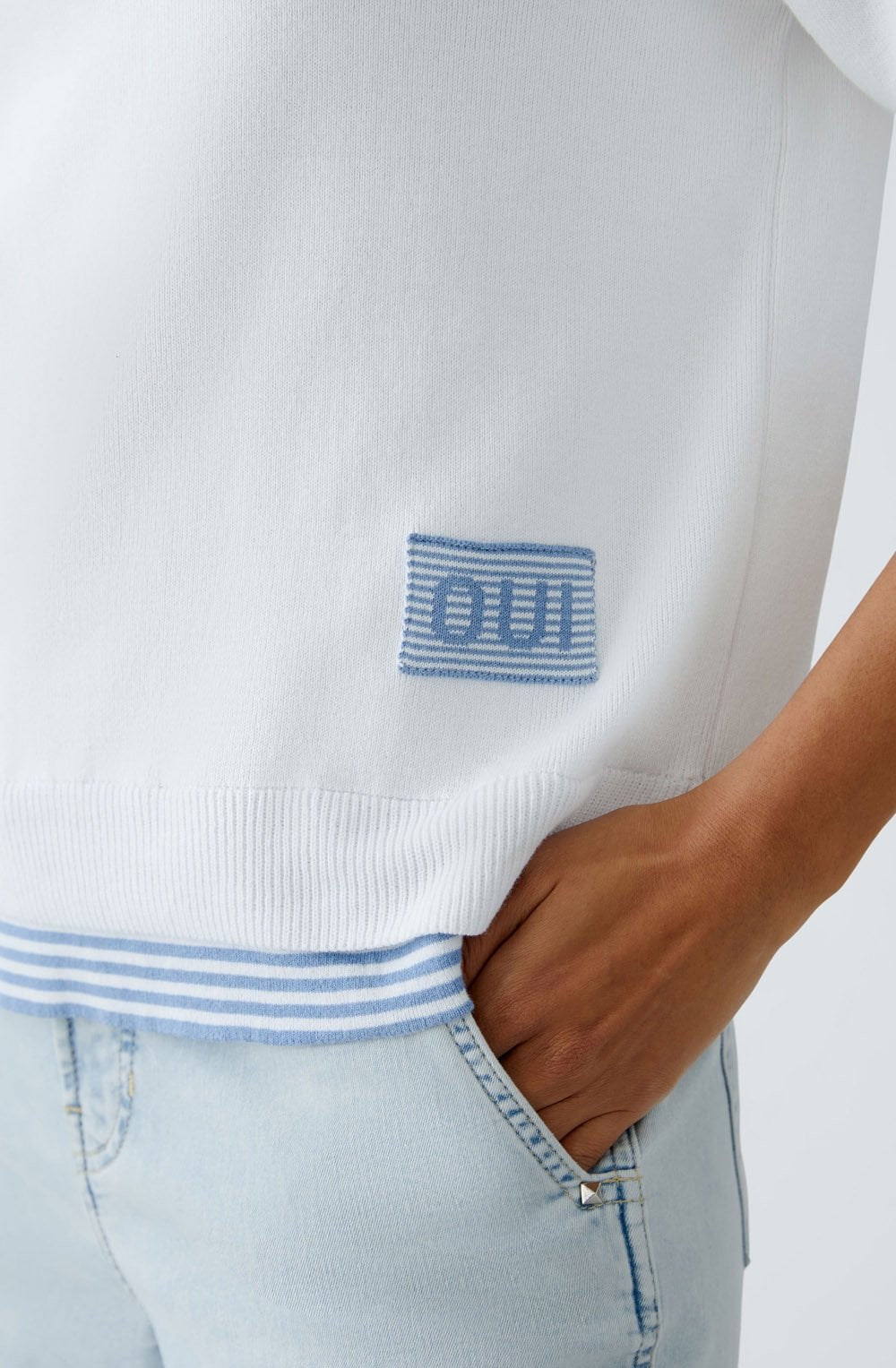 White and Blue Layer Effect Jumper