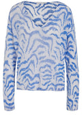 White and Blue Reverse Print Fine Knit Jumper