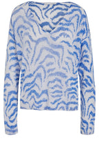 White and Blue Reverse Print Fine Knit Jumper
