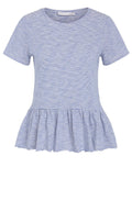 White and Blue Ruffle T Shirt