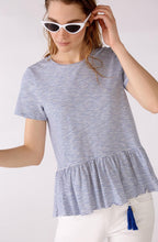 White and Blue Ruffle T Shirt