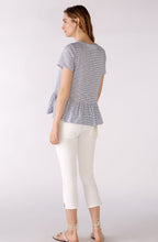 White and Blue Ruffle T Shirt