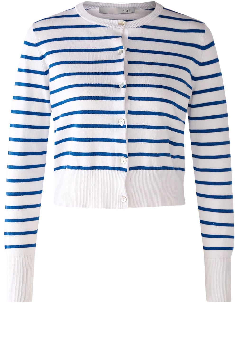 White and Blue Striped Cardigan