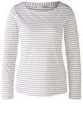 White and Blue Striped Jersey Top