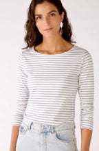 White and Blue Striped Jersey Top