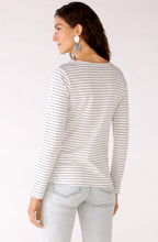 White and Blue Striped Jersey Top