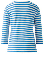 White and Blue Striped Top with Gold Button Details
