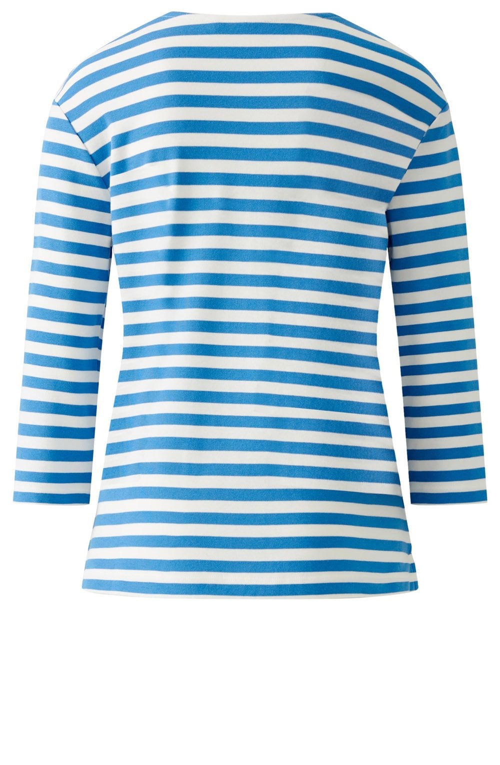 White and Blue Striped Top with Gold Button Details