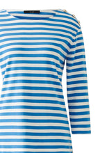 White and Blue Striped Top with Gold Button Details