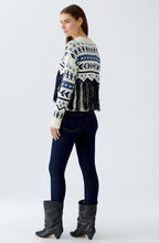 White and Blue Tasselled Motif Jumper