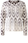 White and Brown Faded Pattern Sweater