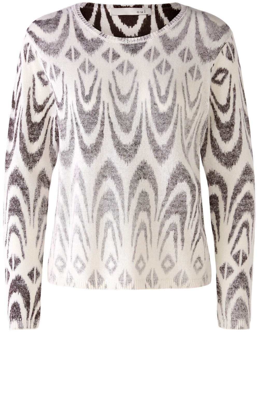 White and Brown Faded Pattern Sweater