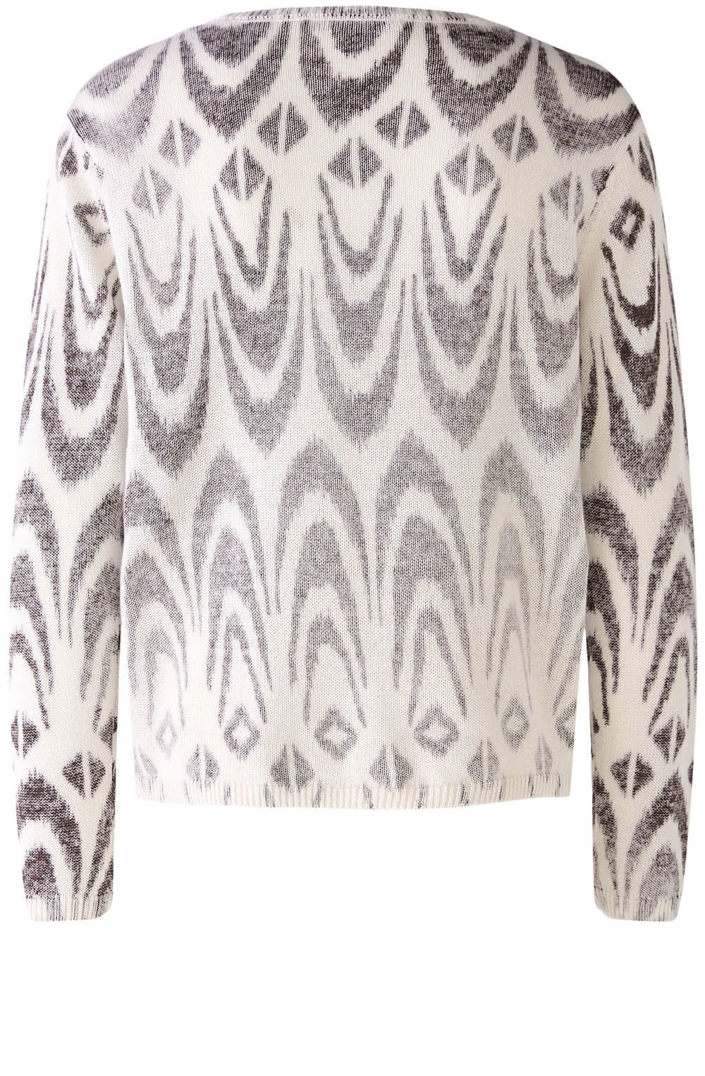 White and Brown Faded Pattern Sweater