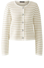 White and Camel Striped Cardigan