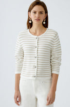 White and Camel Striped Cardigan
