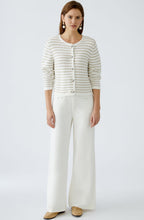 White and Camel Striped Cardigan