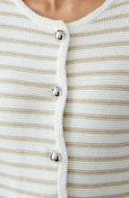 White and Camel Striped Cardigan