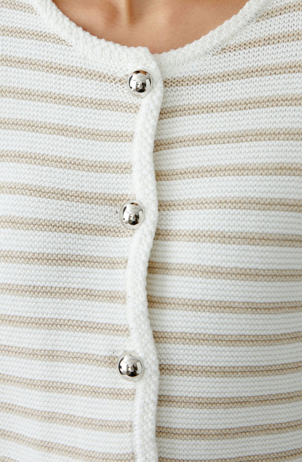White and Camel Striped Cardigan