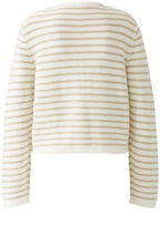 White and Camel Striped Cardigan