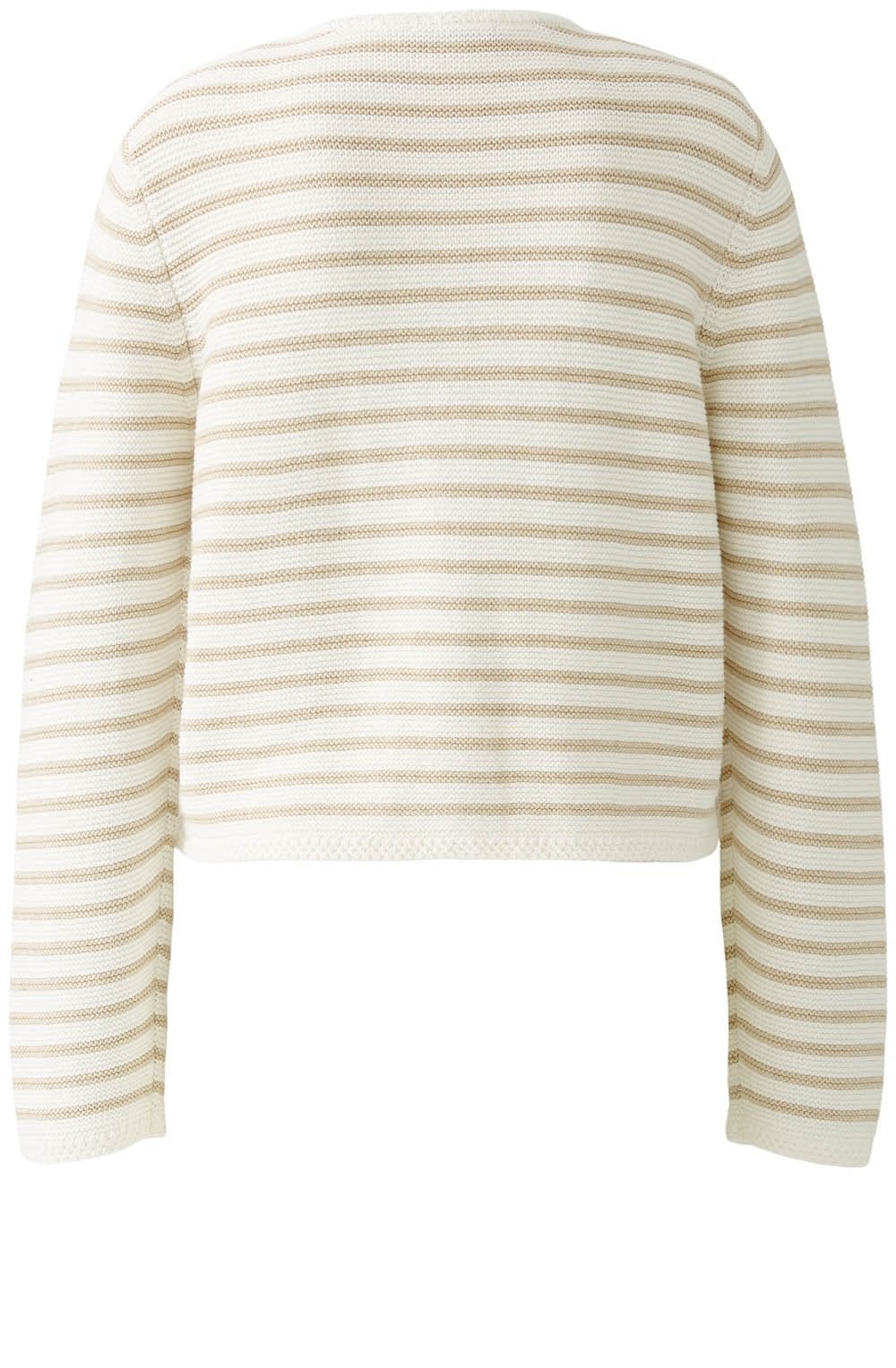 White and Camel Striped Cardigan