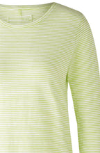 White and Green Scooped Hem Jersey Top
