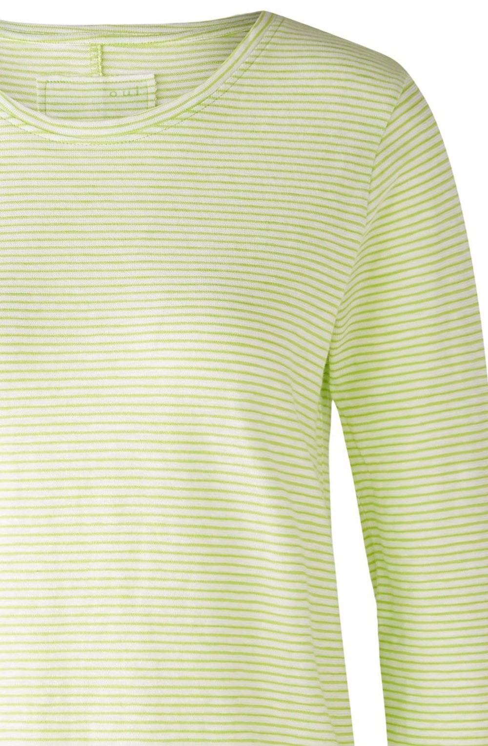 White and Green Scooped Hem Jersey Top