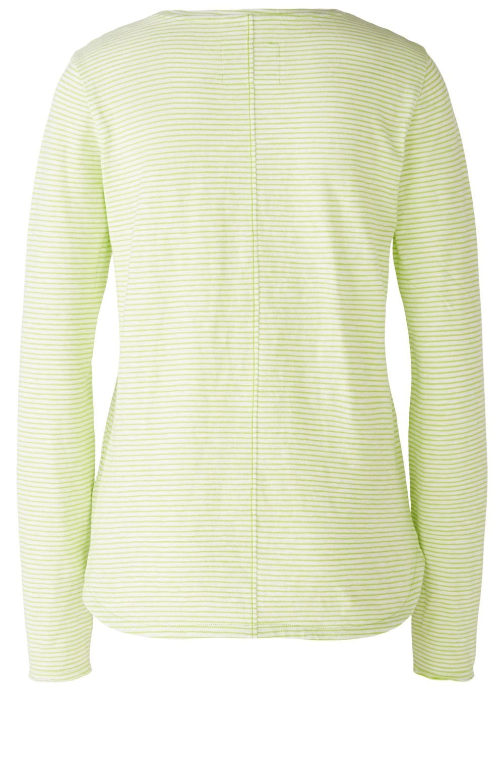 White and Green Scooped Hem Jersey Top