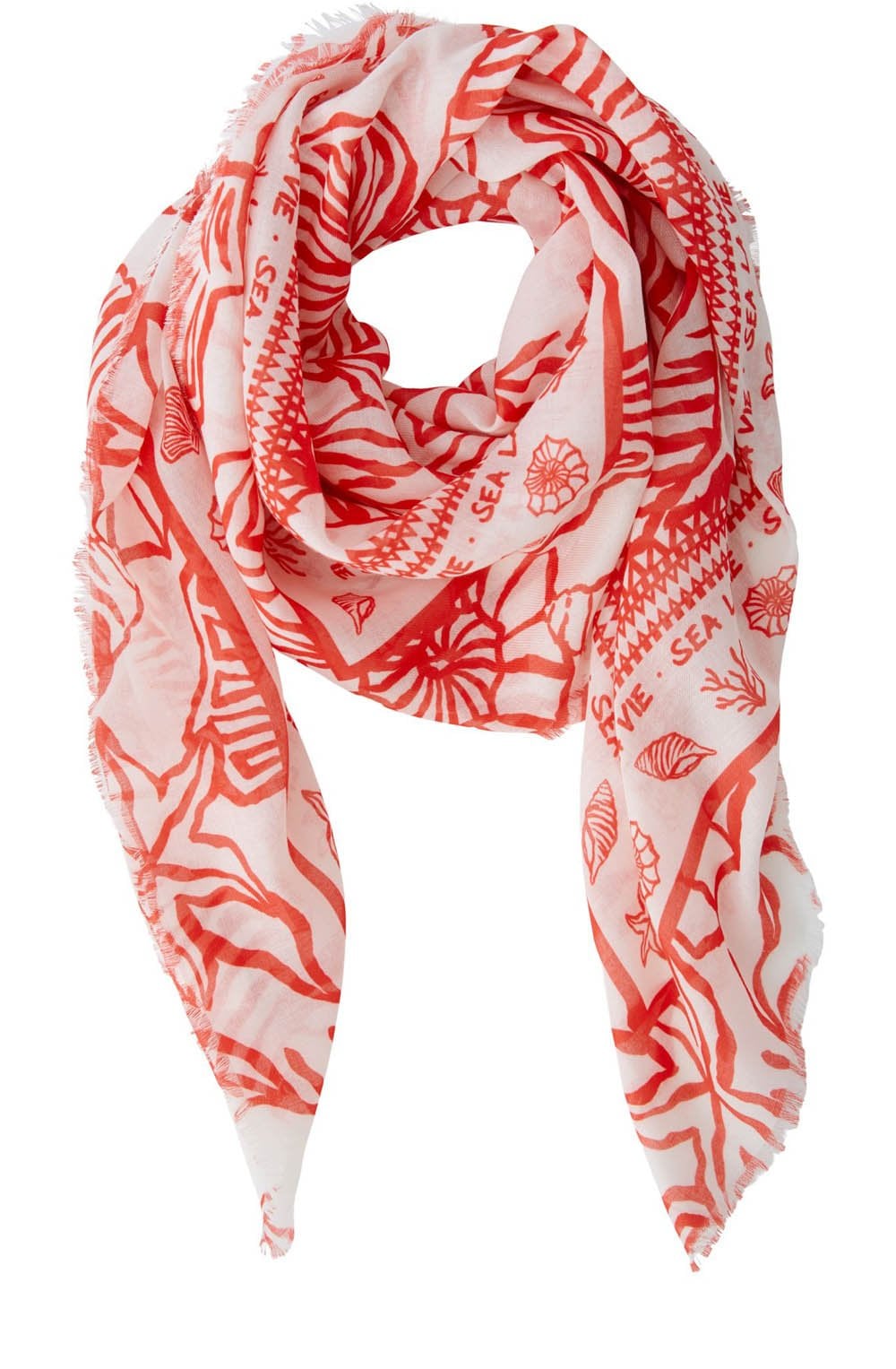 White and Red Sea La Vie Lightweight Scarf