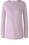 White and Violet Scooped Hem Jersey Top