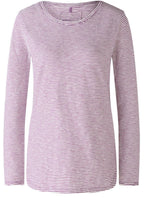 White and Violet Scooped Hem Jersey Top