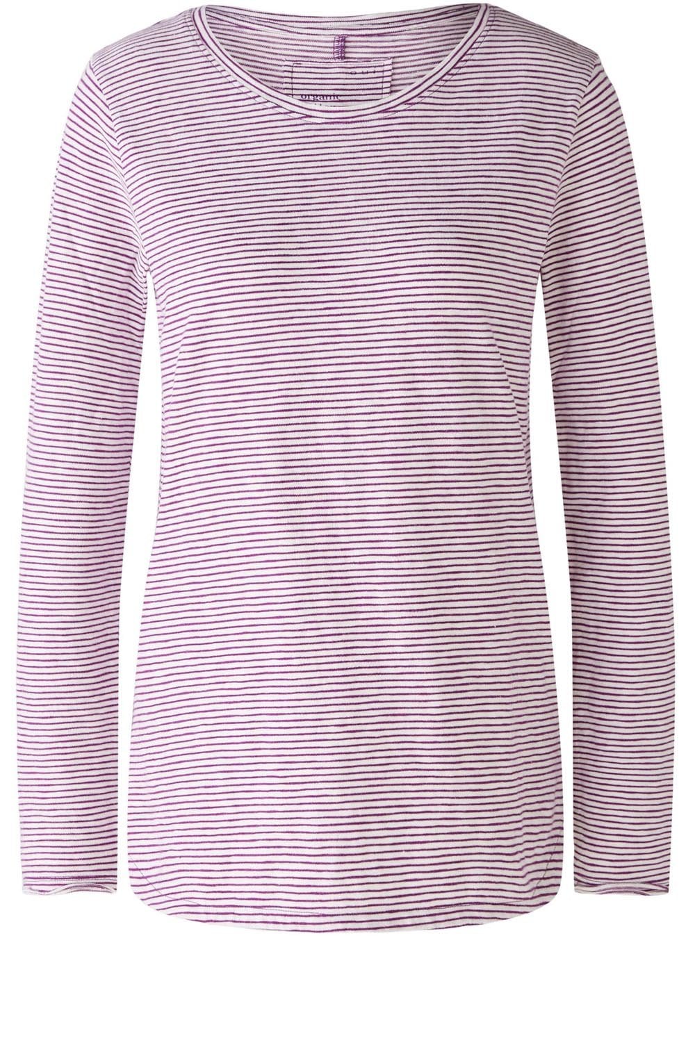 White and Violet Scooped Hem Jersey Top
