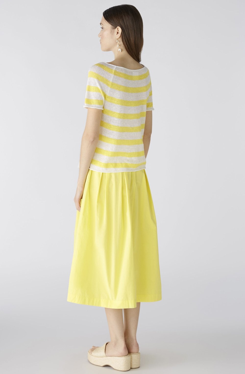White and Yellow Linen Raglan Jumper