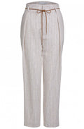 White & Beige Striped Trousers