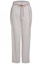White & Beige Striped Trousers