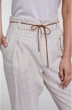 White & Beige Striped Trousers