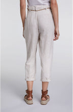 White & Beige Striped Trousers