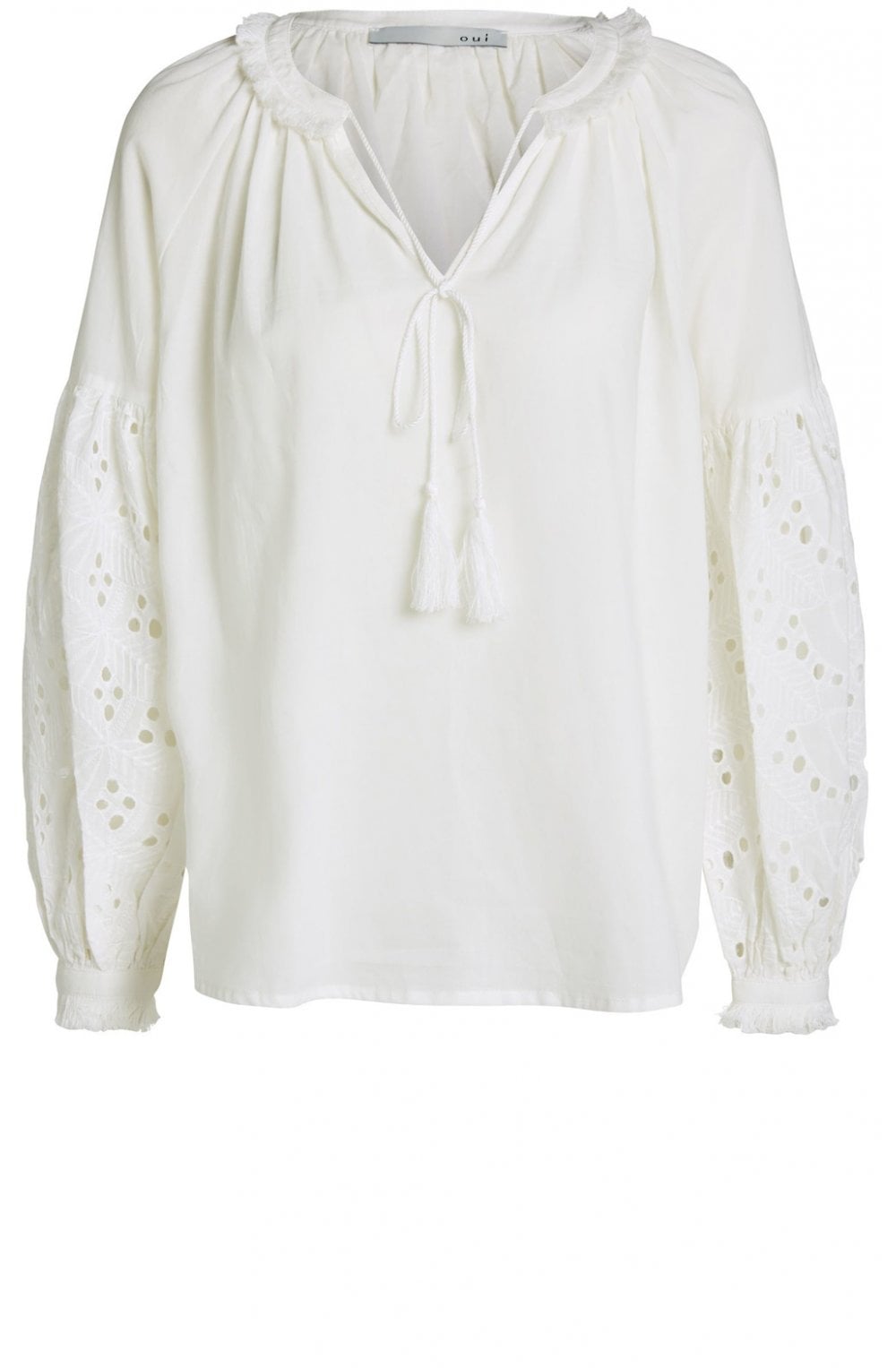 White Bell Lace Sleeve Blouse
