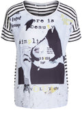 White Black Contrasting Design Top