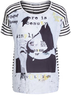 White Black Contrasting Design Top
