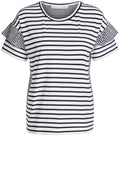 White Black Striped Jersey Top